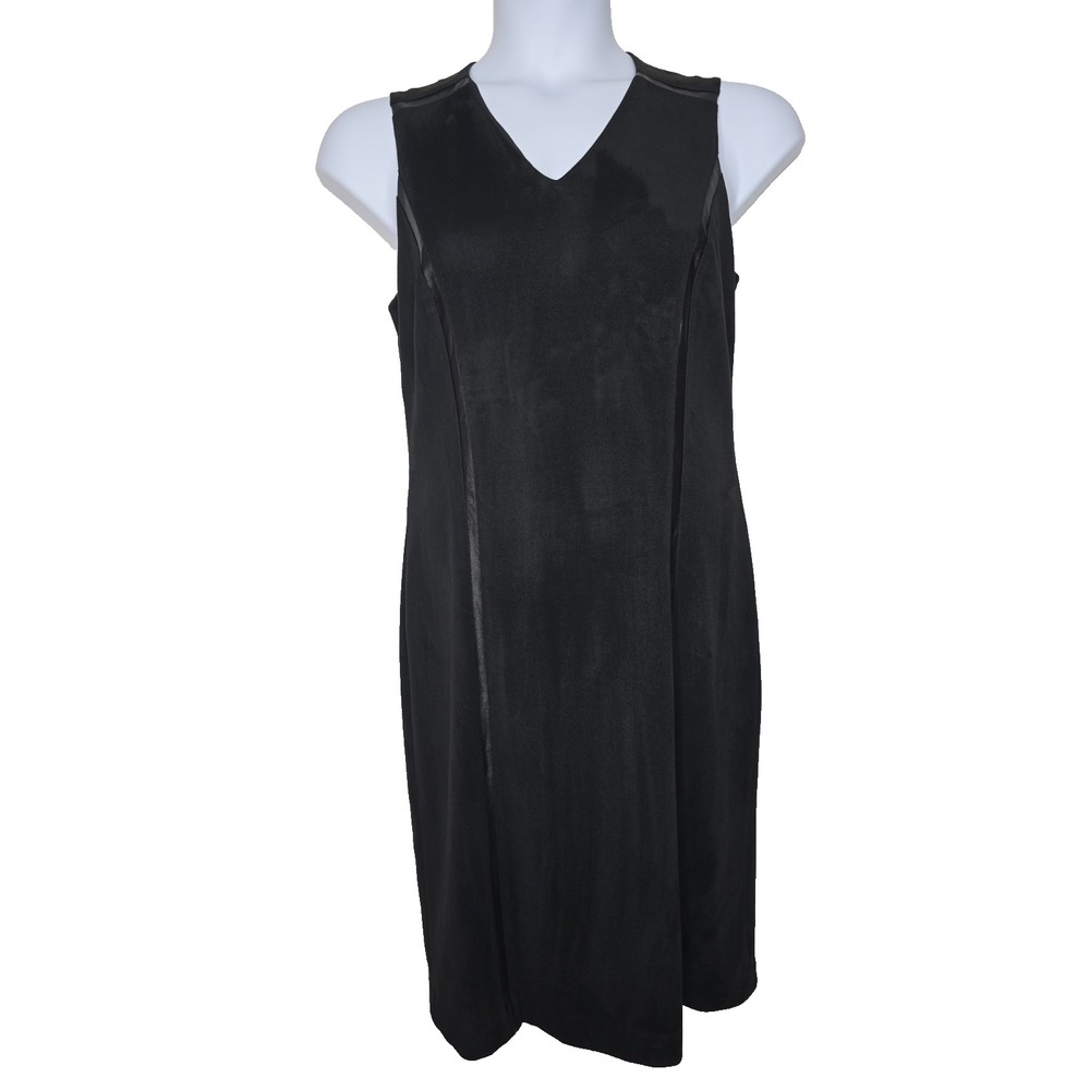 J. McLaughlin Large Black Faux Suede Dominique Sleeveless Sheath Dress Womens